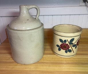 Vintage  Stoneware Jug And Crock