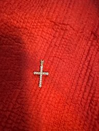 #134 14kt Gold 16 Diamond Cross