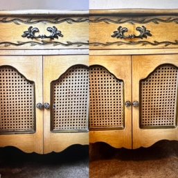 A Pair Of Night Tables With Caning