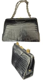 Crocodile Handbag With Double Chain Handle