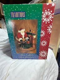 Traditions Santa Claus Centerpiece Fabric Mache Coming Down The Chimney