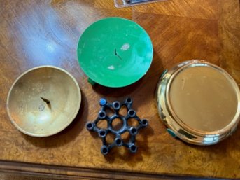 Group Of Candle Holders, Wrought Iron, Brass, Most Made In Japan,