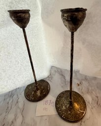 A Pair Of Weighted Silver 925 Candle Sticks