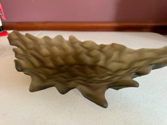 Hudson Beach Smoke Glass Dish/ Platter 1990's Approx 11 X 13'