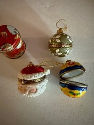 Porcelain Christmas Ornaments And Canister