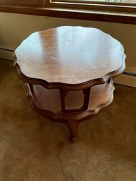 Mid Century Round Walnut Two Tier Table