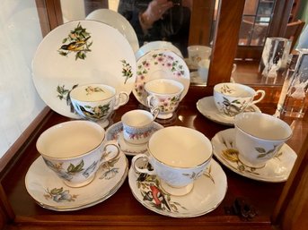 Group Of 7 Tea Cups And Saucers Assorted Makers, Bone China