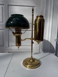 Antique Student Lamp Brass And Deep Green Shade