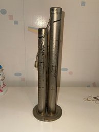 Vintage Change Bank Filled With Quarter, Nickels And Dimes