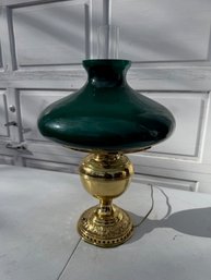 The Bradley & Hubbard Company Brass Lamp Deep Green Shade