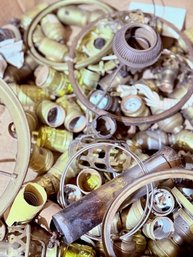 Large Box Of Brass Findings For Hurricane And Table Lamps