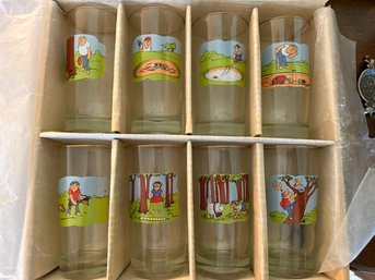 RARE~ Set Of 8 Comic Golfer Hi-balls, West Virginia Glass Co
