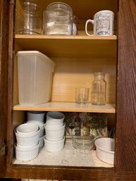 Ramekins, Multiple Sizes, Glassware, Wine Tray, Etc Entire Cabinet