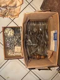 Two Boxes Of Vintage Crystal Chandelier Pendents Different Sizes