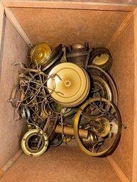 2 Boxes Of Antique Brass Hurricane Lamp Parts