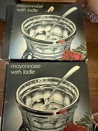 TWO Mayonnaise With Ladle Bowls In Boxes Like New!