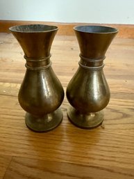 A Pair Of Exquisite Vintage Brass Vases 1940's
