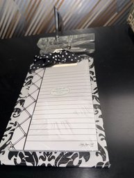 Lucite Paper Clip Organizer And Pad On Paisley B/w Clip Board New