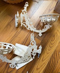 Pair Of White Victorian Wall Plant Holders