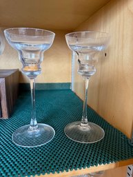 Pair Of Glass Candle Sticks