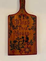Hand Painted Bless This House Wall Hanging