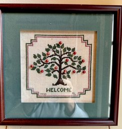 Hand Embroidered WELCOME Matted And Framed