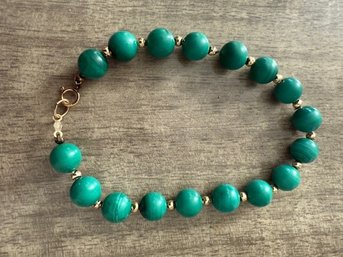Malachite And 14kt Gold Bracelet