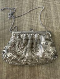 Whiting And Davis Silver Tone Metal Mesh Evening Bag