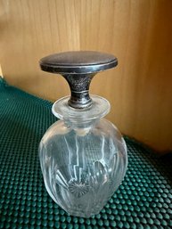 Antique Silver And Crystal Perfume Bottle With Stopper