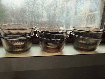 6 Pyrex Monkey Dishes, Brown Glass