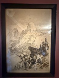 The Half Dome From Moran Point By Thomas Moran Etching Signed Lower Left 1887