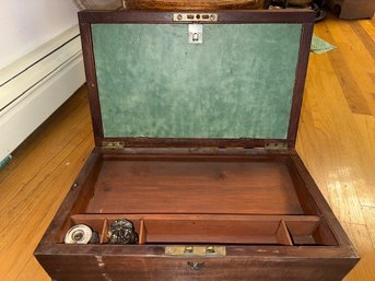 Antique Writing Desk With Two Ink Wells
