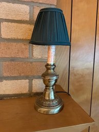 Small Brass Base Candle Lamp With Shade Approx 12'