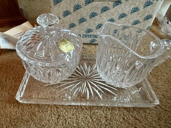 4 Pc Lead Crystal Sugar And Creamer Set  NIB Made In Germany Princess House