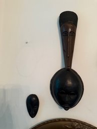 Two African Wall Mask And Sculpture