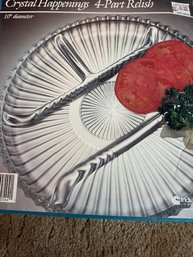 Two Divided Glass Relish Trays In Boxes