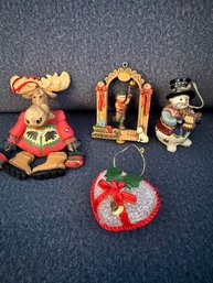 Ornaments, Moose! Toy Soldier, Heart And Snowman- Porcelain