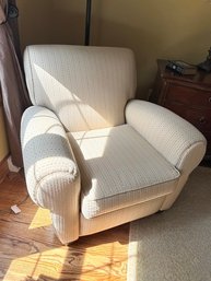 Oversize Club Chair In Cream Small Pattern Fabric