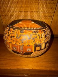 Hand Painted Peruvian Gourd Highly Detailed Approx 8'
