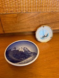 Paris Limoges Mini Dish Eiffel Tower And Royal Copenhagen Blue And White Mini Plate