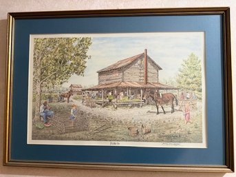 Framed Dona And Jerry Locklair  'puttin In' Litho Approx 18 X 24'
