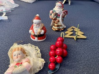 Santa Claus Porcelain Bell, And Ornament, Cranberry, Victorian Girl