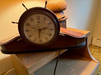 Telechron Nautical Ships Wheel Electric Mantle Clock Chimes