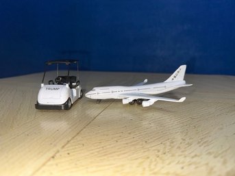 Trump Model Plane And Golf Cart Miniatures RARE