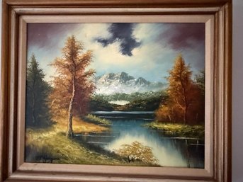 Landscape Painting On Canvas Signed Lower Left Approx 16 X 20