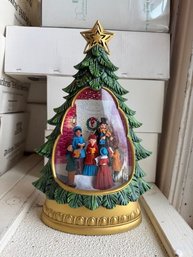 Holiday Traditions Illuminated Glitter Tree By Valerie Carolers In A Globe