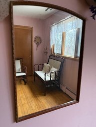 Antique Wall Mirror Carved Walnut Frame With Arch Topapprox 20 X 24'