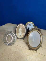 A Collection Of Oval Photo Frames Crystal, Brass, Silvertone