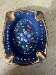 Ceramic Ashtray Gold Edged Approx 4' S.A. Leart Co Made In Portugal