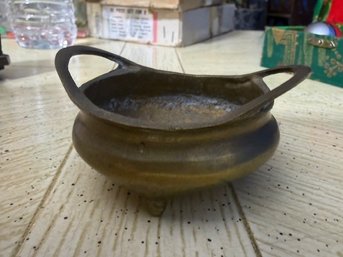 Asian Small Brass Handled Dish